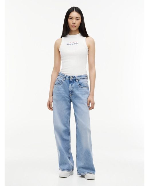 Tommy Hilfiger Blue Logo Ribbed Slim Tank Top