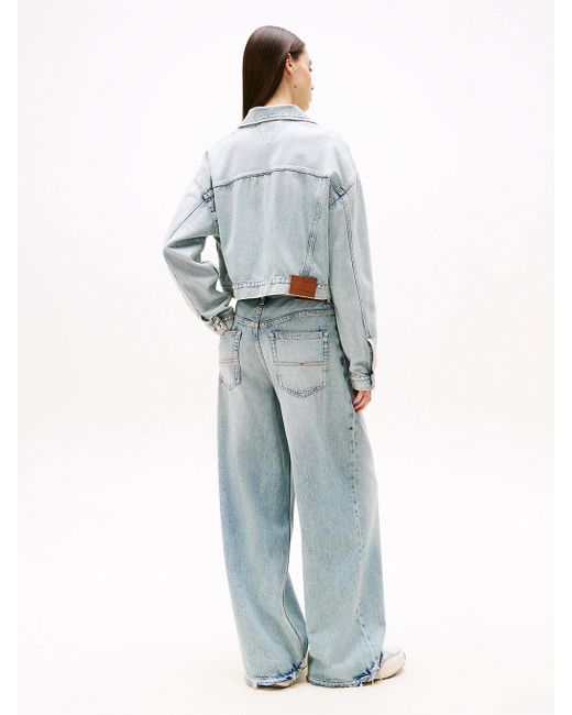 Tommy Hilfiger Blue Lightweight Trucker Cropped Jean Jacket