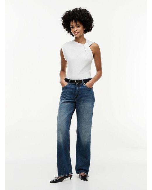 Tommy Hilfiger White Knot Textured Jersey Sleeveless Top