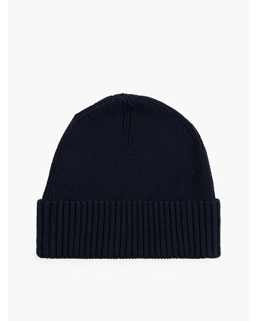 Tommy Hilfiger Blue Hilfiger Flag Embroidery Beanie With Cashmere for men