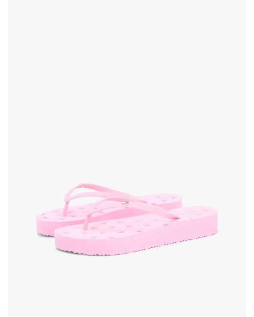 Tommy Hilfiger Pink Repeat Logo Platform Flip-flops