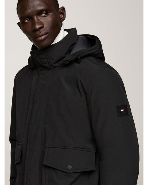 Tommy Hilfiger Black Faux Fur Rockie Down Bomber Jacket for men
