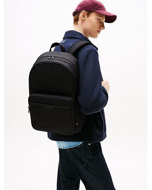 Tommy Hilfiger Rucksack Mit Gleichfarbigem Logo Aus Metall in Black für Herren