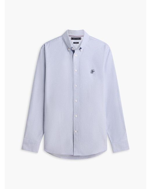 Tommy Hilfiger Blue Heritage Regular Fit Logo Embroidery Oxford Shirt for men