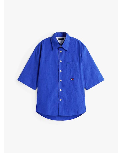 Tommy Hilfiger Blue The Runway Collection Oversized Crinkle Shirt for men