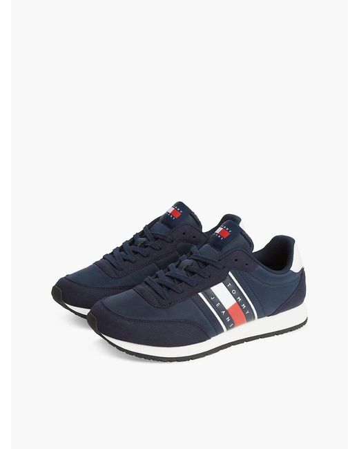 Tommy Hilfiger Blue Logo Mixed Texture Trainers for men