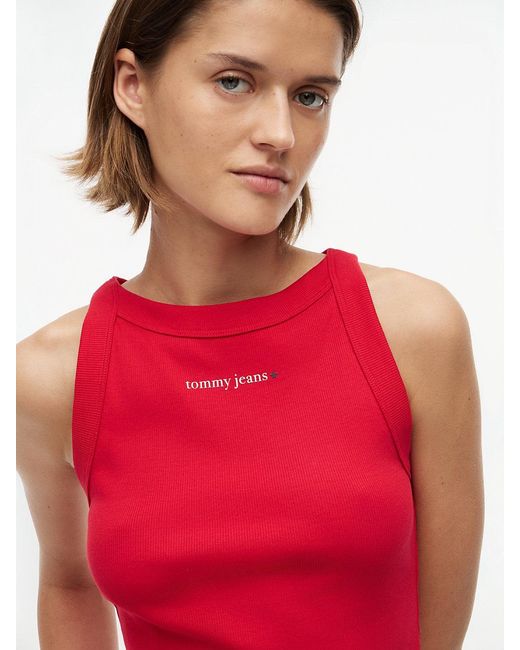 Tommy Hilfiger Red Logo Ribbed Slim Tank Top