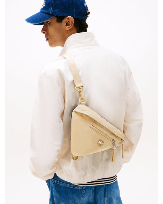 Tommy Hilfiger Black Tonal Logo Crossbody Sling Bag for men
