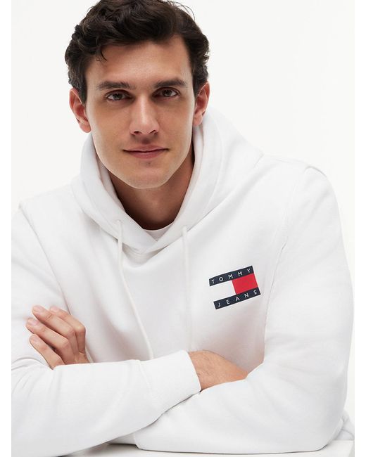 Tommy Hilfiger White Tommy Badge Terry Fleece Hoody for men
