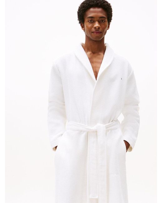 Tommy Hilfiger White Th Original Waffle Bathrobe for men