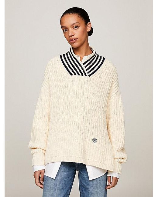 Tommy Hilfiger Natural Oversized Fit Pullover mit TH-Monogramm