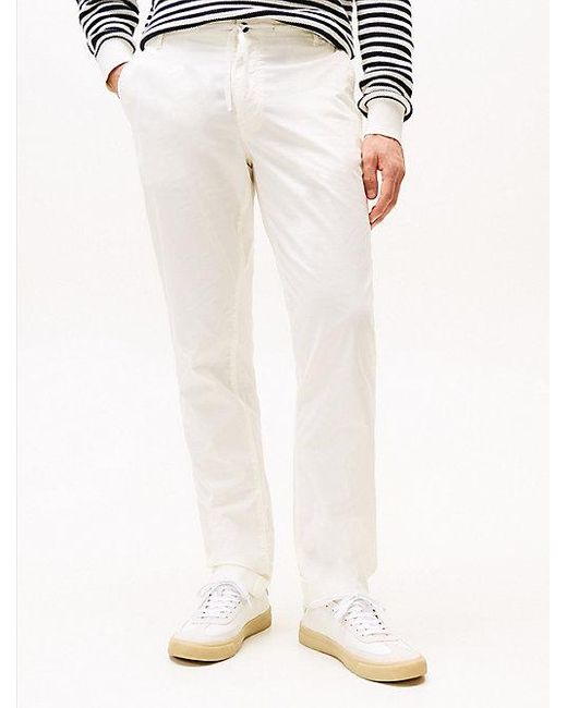Tommy Hilfiger Denton Papertouch Chino Met Rechte Broekspijpen in het White voor heren