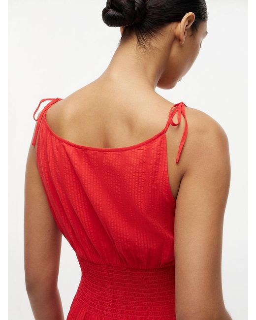 Tommy Hilfiger Red Self-Tie Strap Smock Midi Dress