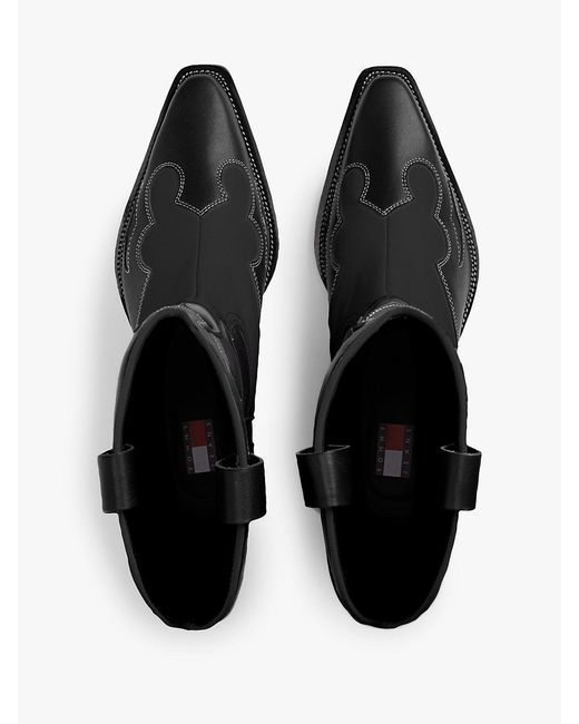 Tommy Hilfiger Black Archive Leather Cowboy Boots