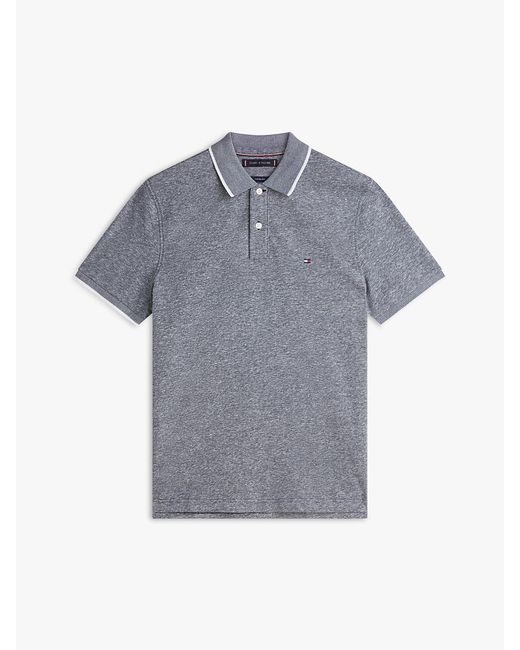 Tommy Hilfiger Blue Regular Fit Pique Polo Shirt With Linen for men