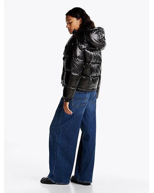Tommy Hilfiger Glanzend Pufferjack Met Capuchon in het Black
