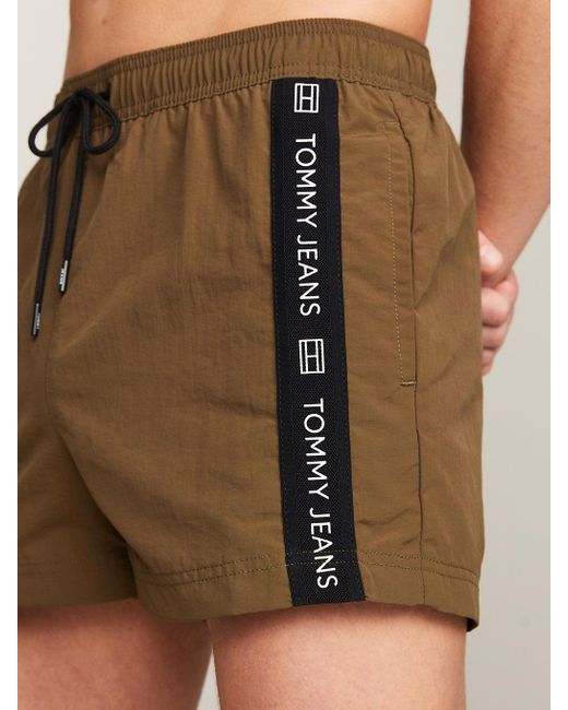 Tommy Hilfiger Green Logo Tape Short Length Slim Swim Shorts for men