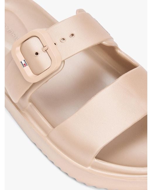 Tommy Hilfiger Natural Double Strap Enamel Flag Slides