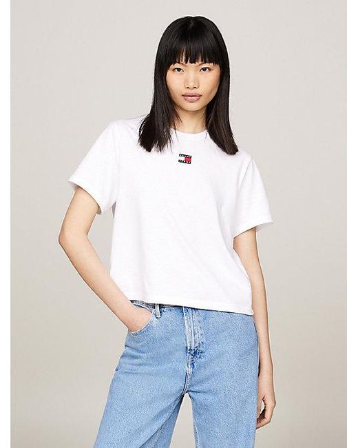 Tommy Hilfiger Boxy Fit T-shirt Met Badge in het White