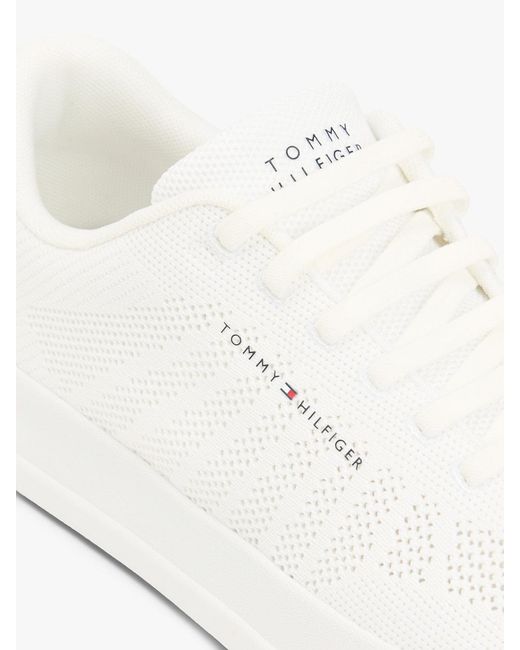 Tommy Hilfiger White Logo Knit Court Trainers for men