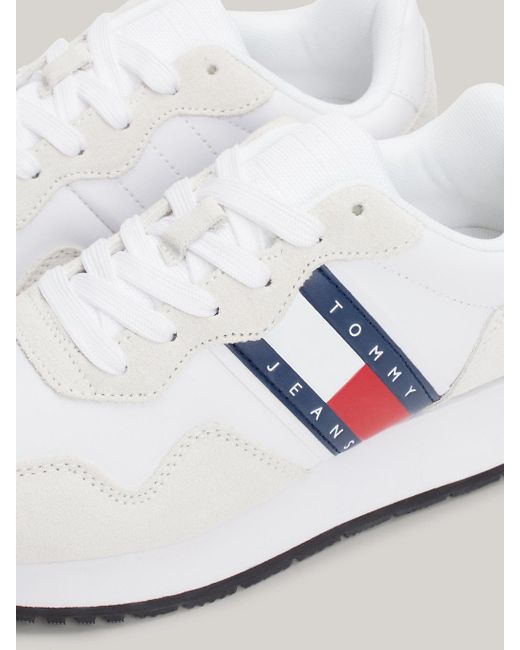 Tommy Hilfiger White Suede Mixed Texture Runner Trainers