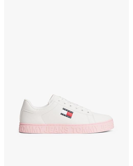 Baskets Avec Cuir À Logo En Relief Tommy Hilfiger en coloris Pink