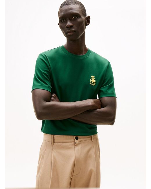 Tommy Hilfiger Green Th Crest Embroidery Interlock Knit T-Shirt for men