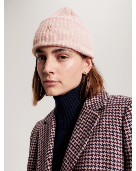 tommy hilfiger pink beanie