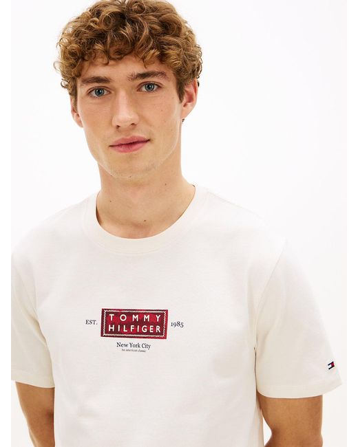 Tommy Hilfiger White Heritage Logo Jersey Crew Neck T-Shirt for men