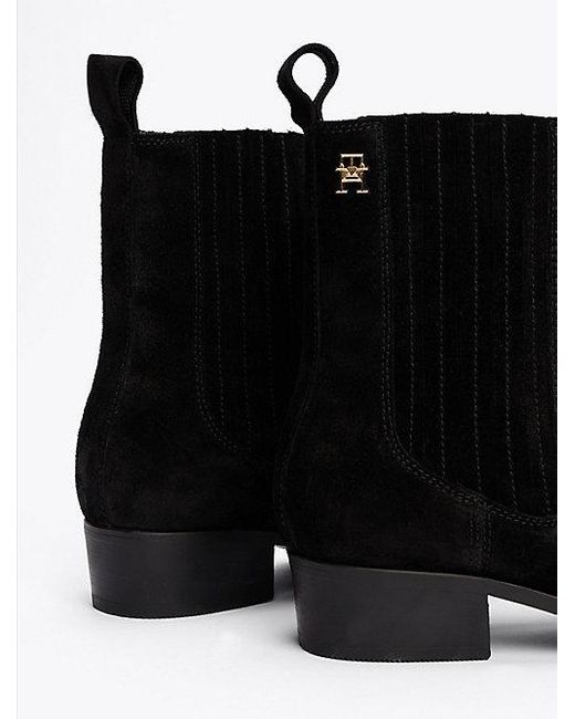 Botines Chelsea De Estilo Vaquero En Ante Tommy Hilfiger de color Black