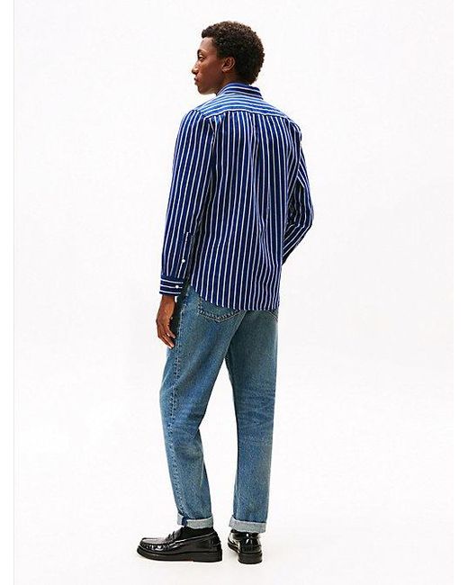 Tommy Hilfiger Regular Fit Oxford Overhemd Met Streep in het Blue voor heren