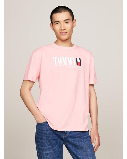 T-shirt Tommy Flag à col ras-du-cou et logo Tommy Hilfiger pour homme en coloris Multicolor
