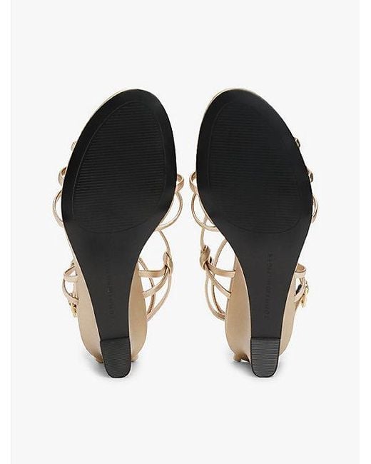 Sandalias Metalizadas Con Cuña Tommy Hilfiger de color Natural