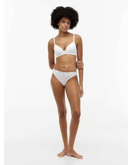 Tommy Hilfiger White Repeat Logo Lightly Lined Triangle Bra