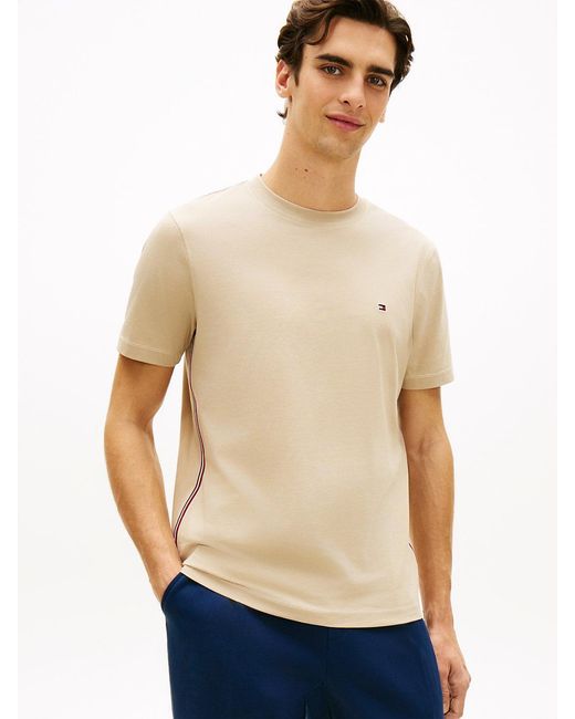 Tommy Hilfiger Natural Global Stripe Side Seam Jersey T-Shirt for men