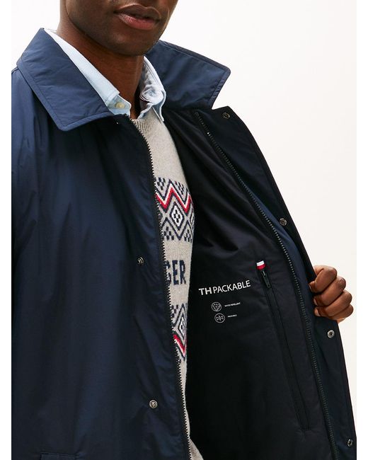 Tommy Hilfiger Blue Lightweight Packable Car Coat for men