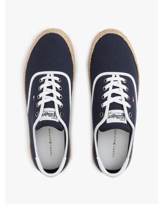 Tommy Hilfiger Blue Canvas Espadrille Hybrid Trainers With Linen for men