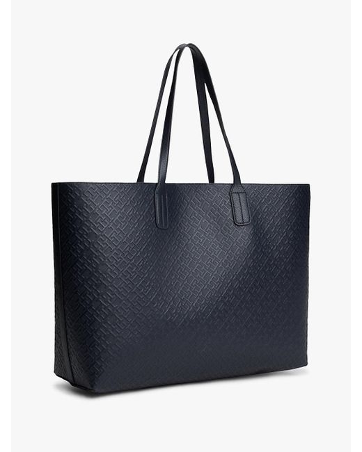 Tommy Hilfiger Blue Hilfiger Icon Embossed Tote Bag