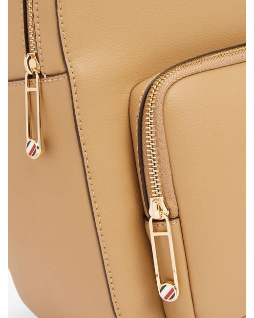 Zaino Con Placchetta A Monogramma Th di Tommy Hilfiger in Natural