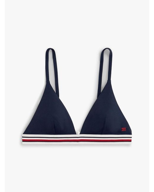 Tommy Hilfiger Blue Global Stripe Triangle Bikini Top