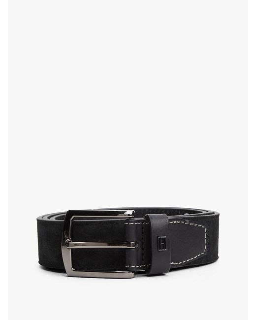 Tommy Hilfiger Black Denton Flag Plaque Suede Belt for men