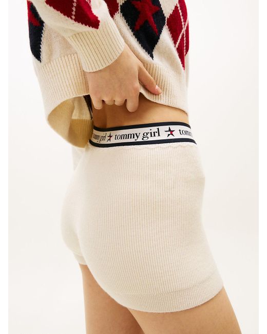 Tommy Hilfiger Blue Tommy Girl Pure Wool Logo Knit Shorts
