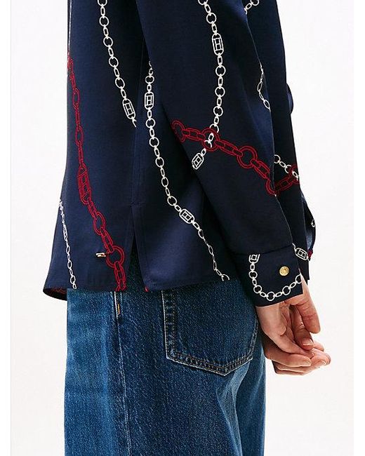 Camisa Amplia Con Botones Dorados Tommy Hilfiger de color Blue