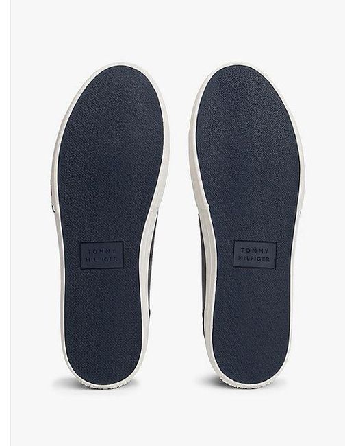 Tommy Hilfiger Leren Sneaker Met Gemengde Texturen in het White voor heren