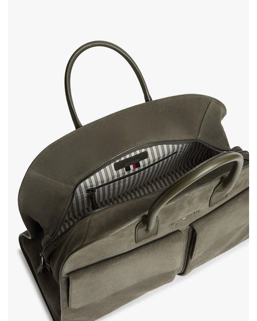 Tommy Hilfiger Green Metal Logo Suede Duffel Bag for men