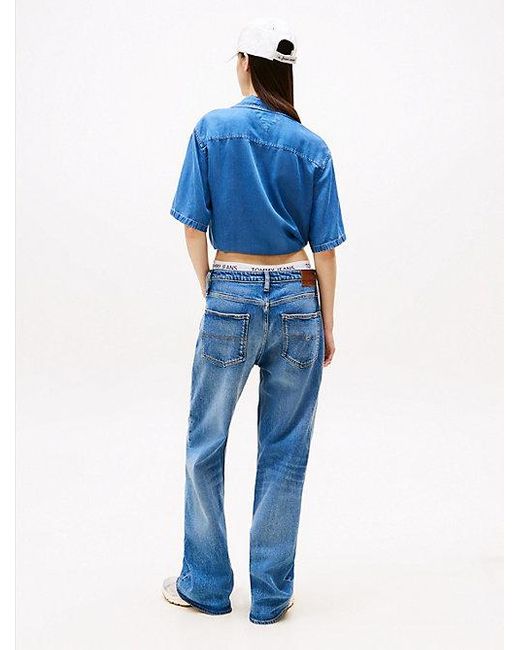 Tommy Hilfiger Blue Kurzarm-Bluse Mit Bindeband