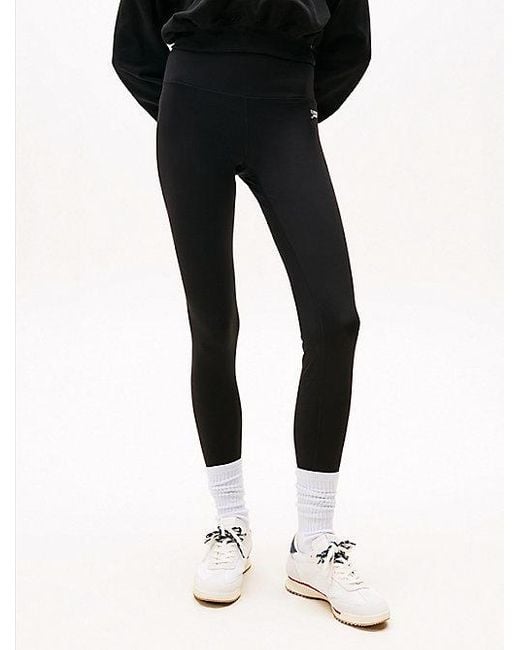 Tommy Hilfiger Lange Legging Met Metallic Logo in het Black