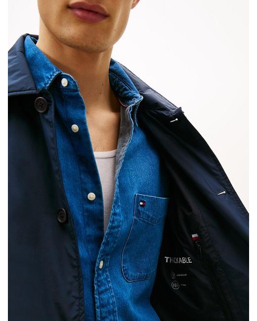 Tommy Hilfiger Blue Lightweight Packable Padded Chore Jacket for men