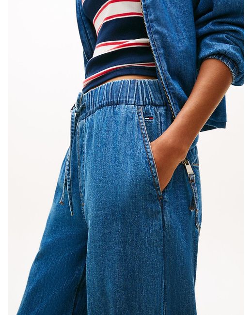Tommy Hilfiger Blue Chambray Denim Loose Drawstring Trousers