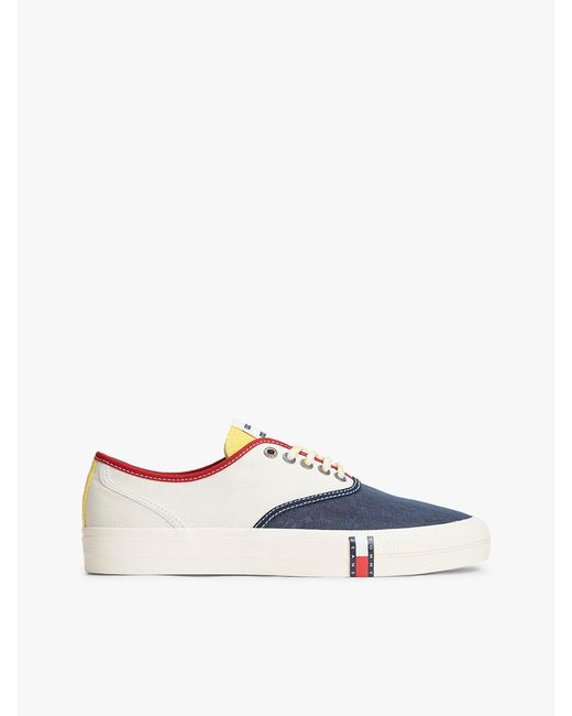 Tommy Hilfiger White Archive Canvas Colour-Blocked Trainers for men